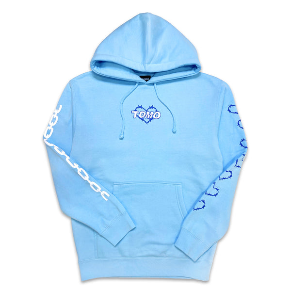 Barbed Wire Heart Hooded Pullover (Sky Blue)