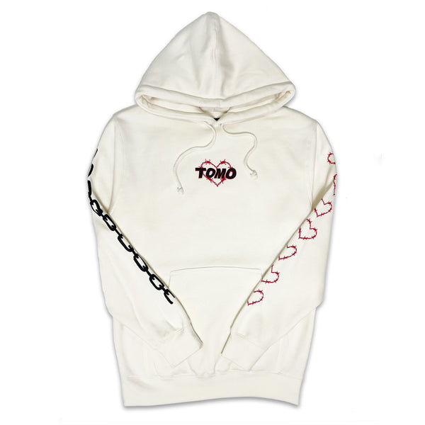 Barbed Wire Heart Hooded Pullover (Bone)
